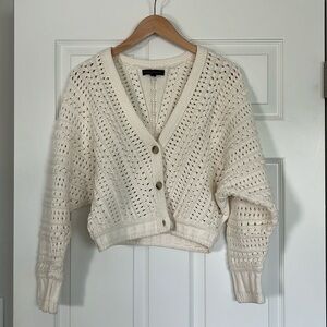 Banana Republic Meredith Cropped Cotton Cardigan White XS